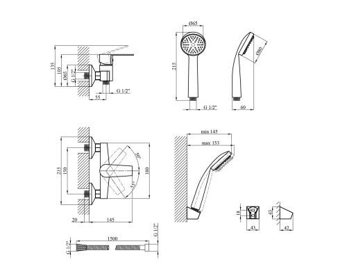 Змішувач для душу Kroner KRM Oker - C050