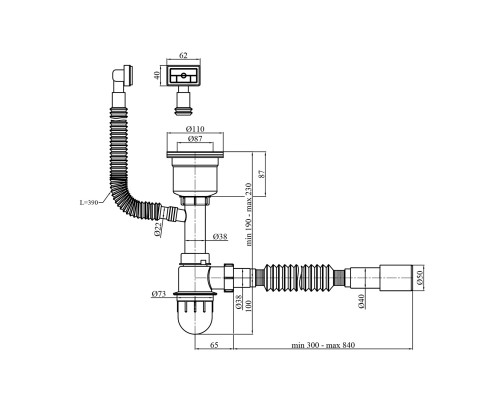 Сифон для кухонної мийки Kroner KRP Siphon - 021 3 1/2