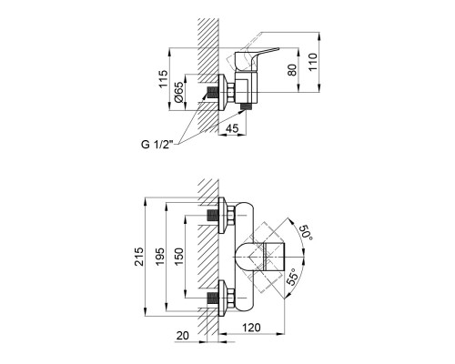 Змішувач для душу Qtap Javornik 4014107C