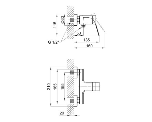 Змішувач для душу Qtap Skalna 4026101C