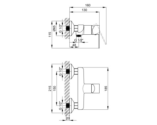 Змішувач для душу Qtap Ustek 4016107C