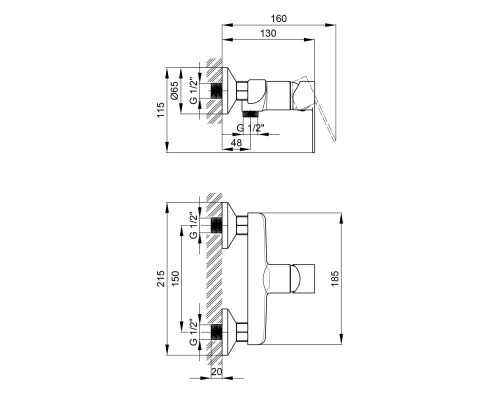 Змішувач для душу Qtap Ustek 4016107CW