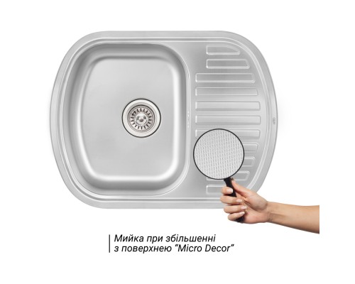 Кухонна мийка Qtap 6349 0,8 мм Micro Decor (QT6349MICDEC08)