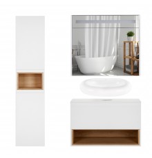 Комплект меблів для ванної Qtap Robin тумба + раковина + дзеркальна шафа + пенал QT044RO42980
