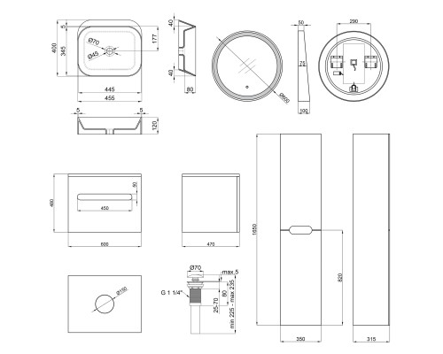 Комплект меблів для ванної Qtap тумба + раковина + дзеркало + пенал QT044VI43002