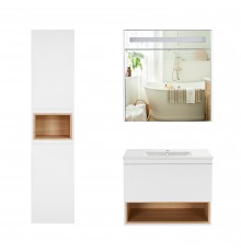 Комплект меблів для ванної Qtap Robin тумба з раковиною + дзеркальна шафа + пенал QT044RO42970