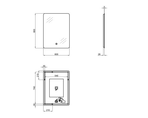 Дзеркало Qtap Scorpio 600x800 з LED-підсвічуванням та антизапотіванням, Reverse QT14781003W