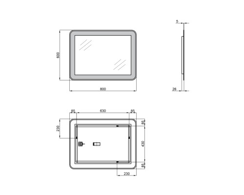 Дзеркало Qtap Swan 600x8000 з LED-підсвічуванням, Reverse QT167814146080W