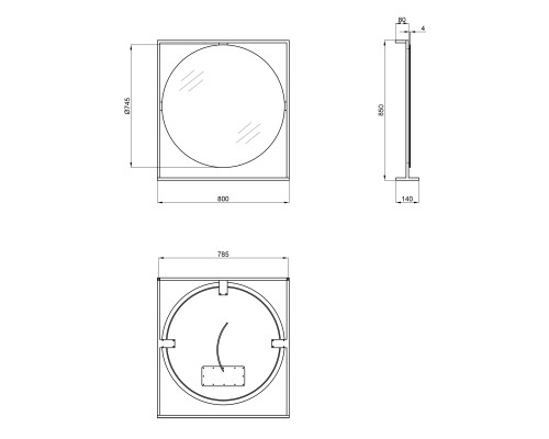 Дзеркало Qtap Taurus 800х850х140 Black/Whitish oak з LED-підсвічуванням QT2478ZP800BWO