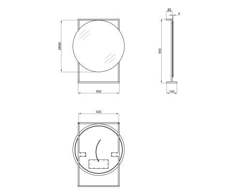 Дзеркало Qtap Taurus 700х850х140 Black/Whitish oak з LED-підсвічуванням QT2478ZP700BWO