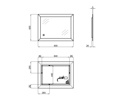 Дзеркало Qtap Aries 600x800 з LED-підсвічуванням, Reverse QT037816016080W