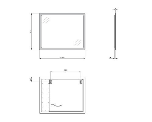 Дзеркало Qtap Aquarius 1000х800 з LED-підсвічуванням QT217850702W