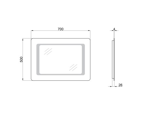 Дзеркало Qtap Leo 500х700 з LED-підсвічуванням, Reverse QT117812086080W