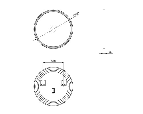 Дзеркало Qtap Robin R600 Black з LED-підсвічуванням QT13786502B