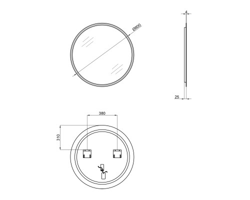 Дзеркало Qtap Virgo R800 з LED-підсвічуванням QT1878250680W