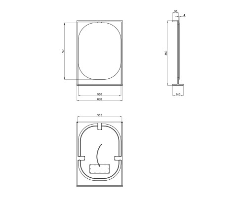 Дзеркало Qtap Taurus 600х850х1400 Black/Whitish oak з LED-підсвічуванням QT2478ZP600BWO