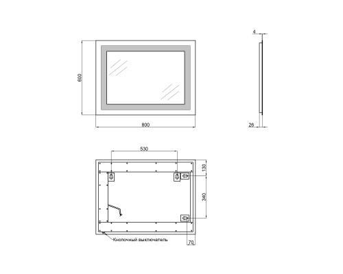 Дзеркало Qtap Mideya Quadro 600х800 з LED-підсвічуванням, Reverse QT207814187080W