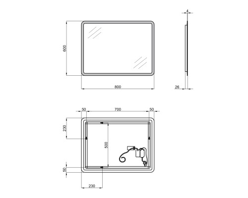 Дзеркало Qtap Tern 600x800 з LED-підсвічуванням, Reverse QT177814276080W