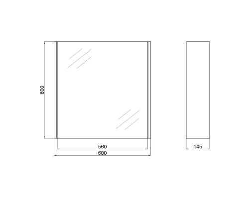 Дзеркальна шафа підвісна Qtap Scorpio 600х600х145 White QT1477ZP601W