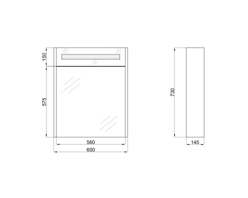 Дзеркальна шафа підвісна Qtap Robin 600х730х145 Graphite з LED-підсвічуванням QT1377ZP6002G