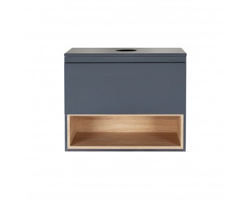 Тумба підвісна Qtap Robin 600х476х437 Graphite/Whitish oak зі стільницею QT1379TPН6002GWO