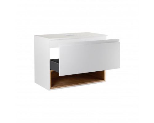 Тумба підвісна Qtap Robin 600х476х470 White/Whitish oak зі стільницею QT1379TPН6001WWO