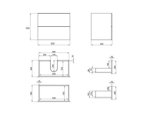 Тумба підвісна Qtap Tern 800х580х437 Matt black QT1773TNL802MB