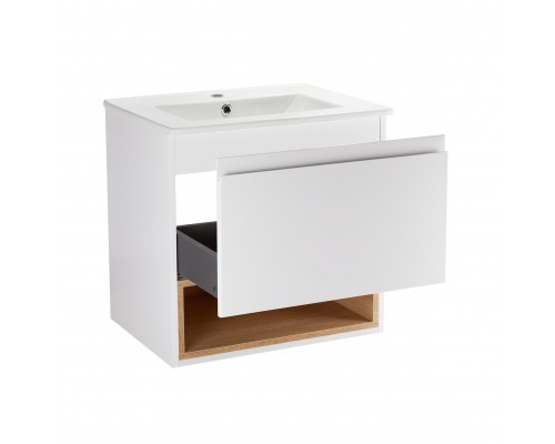 Комплект Qtap Robin 600х580х437 White/Whitish oak тумба підлогова + раковина урізна QT1372TPВ6001WWO