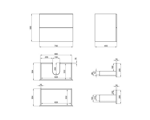 Тумба підвісна Qtap Tern 700х580х437 Matt black QT1774TPL702MB