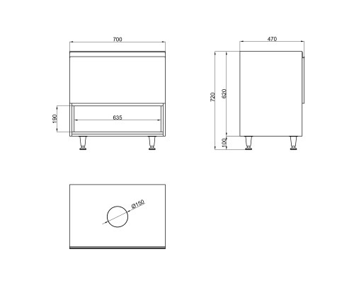 Тумба підлогова Qtap Robin 700х616х437 Graphite/Whitish oak зі стільницею QT1380TNН7002GWO