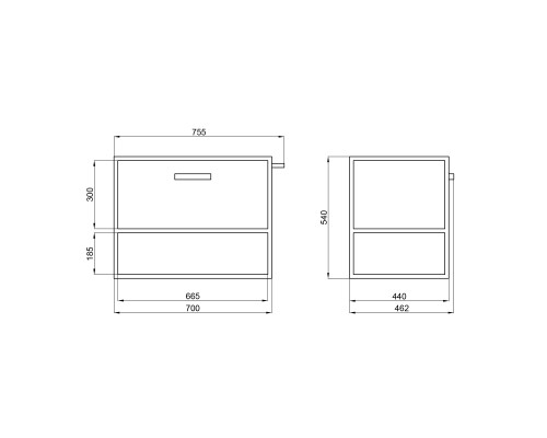 Тумба підвісна Qtap Taurus 700х580х437 White/Whitish oak QT2474TPT703WWO