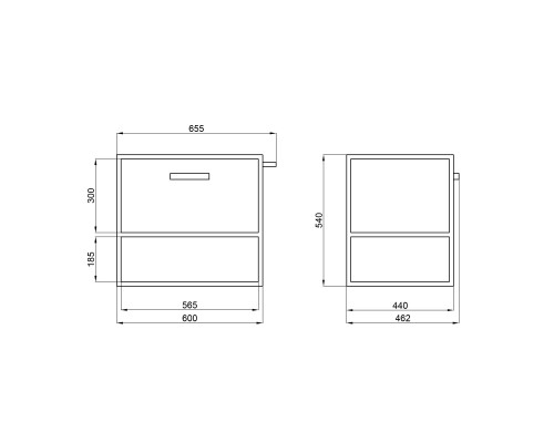 Тумба підвісна Qtap Taurus 600х580х437 White/Whitish oak QT2474TPT603WWO