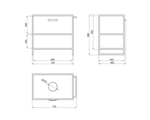 Тумба підлогова Qtap Taurus 700х616х469 Whitish oak зі стільницею QT2480TNT73WO