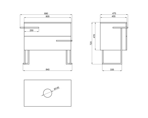 Тумба підлогова Qtap Taurus 800х616х437 White/Whitish oak зі стільницею QT2480TNT803WWO