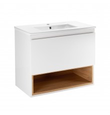 Комплект Qtap Robin 700х580х437 White/Whitish oak тумба підвісна + раковина урізна QT1372TPВ7001WWO