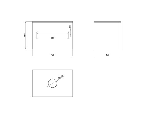 Тумба підвісна Qtap Virgo 700х476х469 White/Whitish oak зі стільницею QT1879TPА701WWO