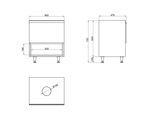 Тумба підлогова Qtap Robin 600х616х437 Graphite/Whitish oak зі стільницею QT1380TNН6002GWO