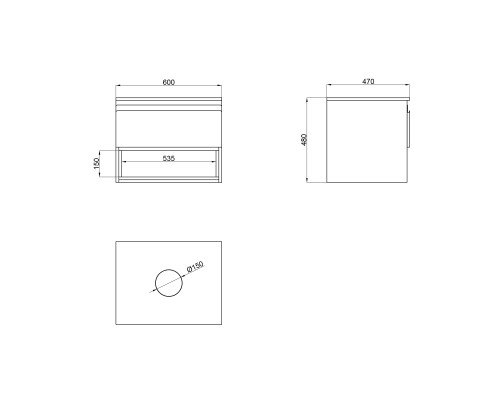 Тумба підвісна Qtap Robin 600х476х470 White/Whitish oak зі стільницею QT1379TPН6001WWO