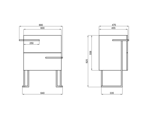 Тумба підлогова Qtap Taurus 600х800х437 Whitish oak QT2473TNT603WO