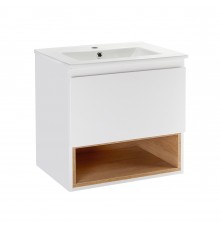 Комплект Qtap Robin 600х580х437 White/Whitish oak тумба підлогова + раковина урізна QT1372TPВ6001WWO