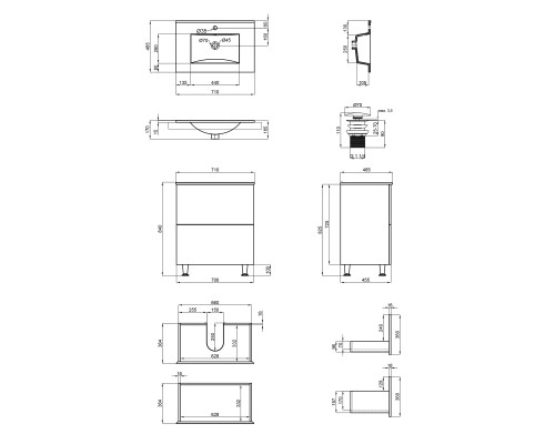 Комплект Qtap Tern 700х725х437 White тумба підлогова + раковина урізна QT1771TNL7013070CW