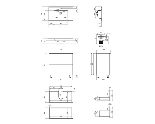 Комплект Qtap Tern 800х725х437 Matt black тумба підлогова + раковина урізна QT1771TNL8023080CMB