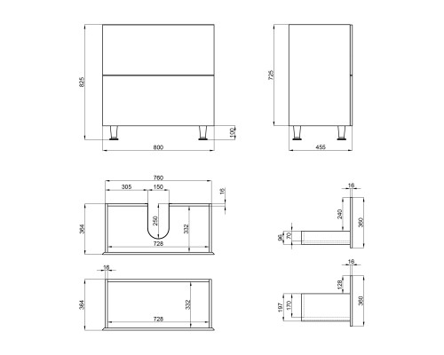 Тумба підлогова Qtap Tern 800х725х437 White QT1773TNL801W