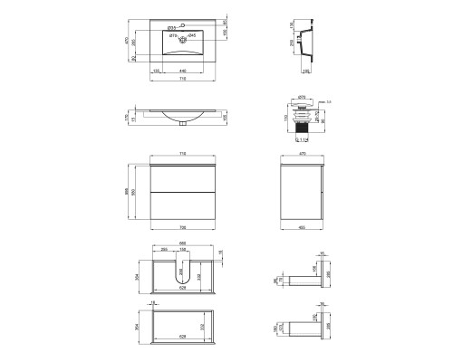 Комплект Qtap Tern 700х580х437 White тумба підвісна + раковина урізна QT1772TPL7013070CW