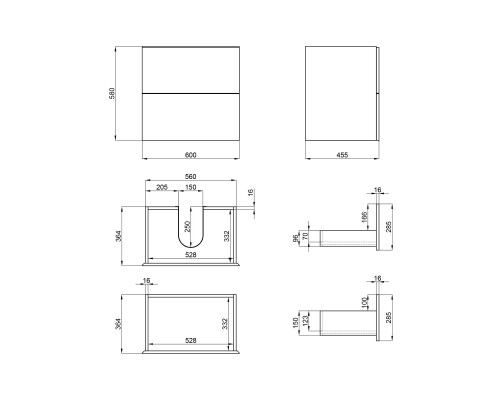 Тумба підвісна Qtap Tern 600х580х437 Matt black QT1774TPL602MB