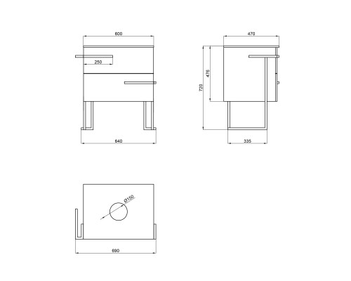 Тумба підлогова Qtap Taurus 600х616х437 White/Whitish oak зі стільницею QT2480TNT603WWO