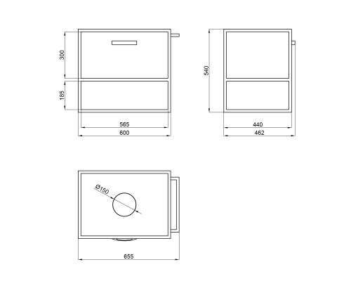 Тумба підвісна Qtap Taurus 600х476х469 White/Whitish oak зі стільницею QT2479TPT603WWO