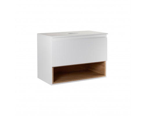 Тумба підвісна Qtap Robin 600х476х470 White/Whitish oak зі стільницею QT1379TPН6001WWO