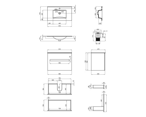 Комплект Qtap Virgo 800х580х437 White/Whitish oak тумба підвісна + раковина урізна  QT1872TPА8013080CW