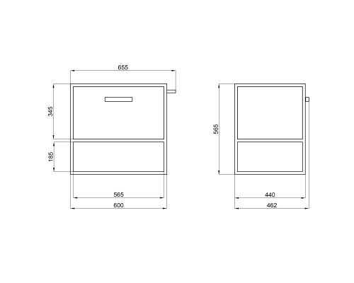 Тумба підвісна Qtap Taurus 600х580х437 Whitish oak QT2474TPT603WO